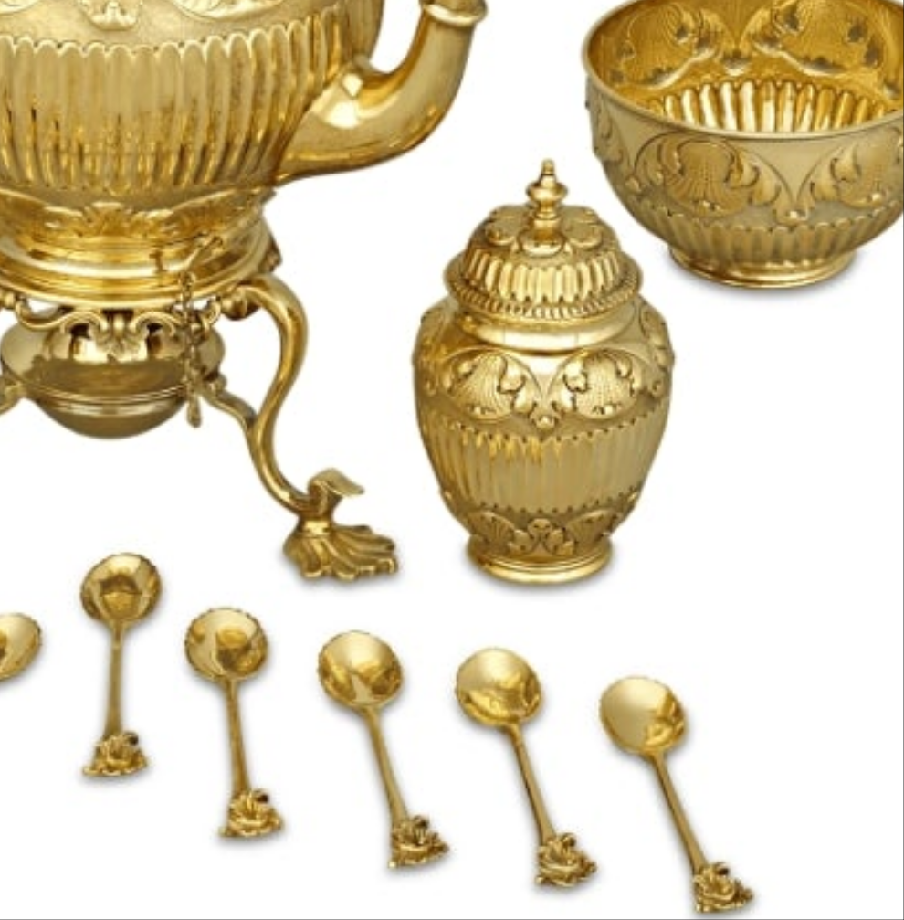 Victorian Silver Gilt Tea Set by Edward Barnard & Sons