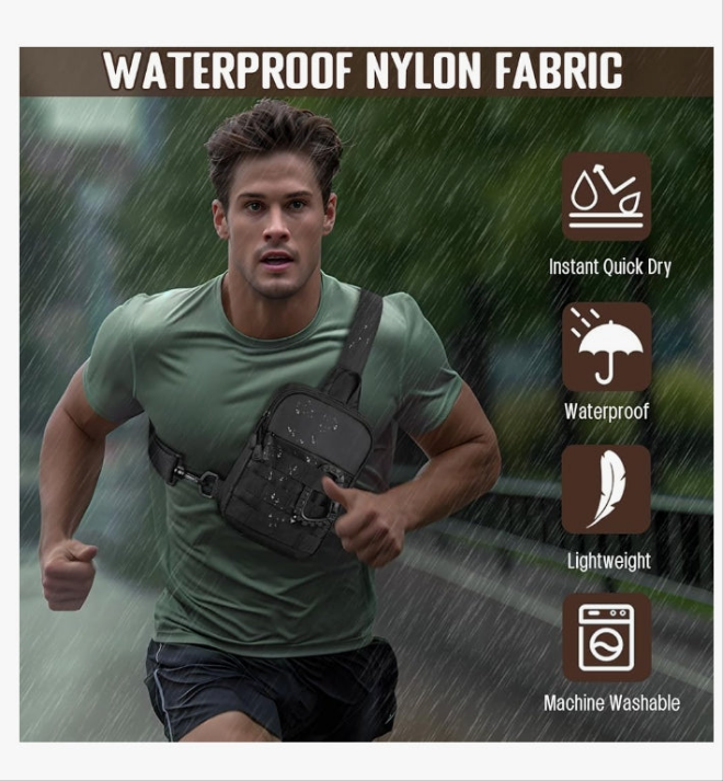 Small Sling Bag for Men, Tactical Inspired Waterproof Utility EDC Mini Crossbody Chest Bag for Travel Work Sport