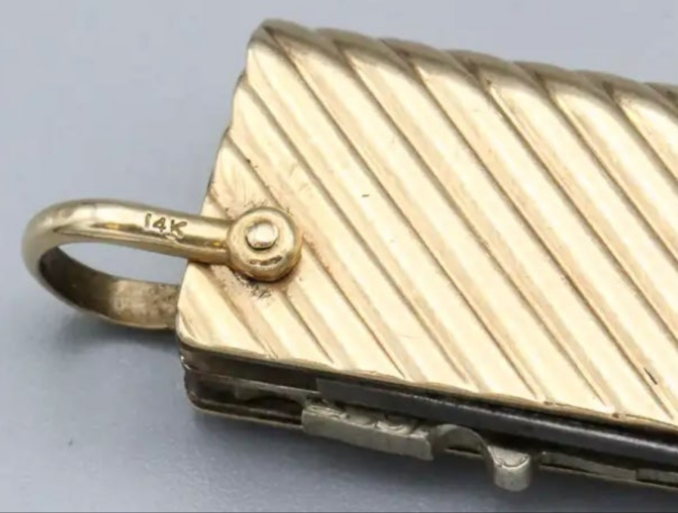 14k Gold Verdura Gold Utility Knife and Key with Clock and Hidden Pencil and mystery key exciting