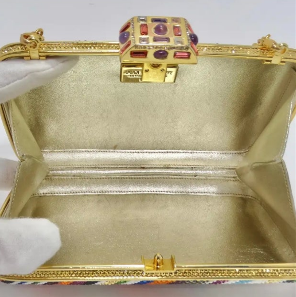 Judith Leber Multicolor Swarovski Crystal Embellished Clutch