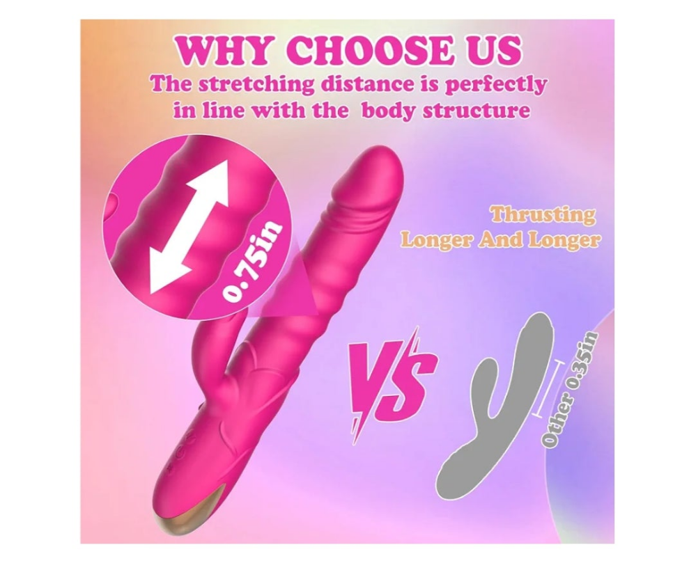 Thrusting Vibrator, G Spot Clitoral Vibrator Waterproof & Rechargeable Realistic Silicone Dildo Vibrator with 3 Thrusting & 10 Vibrating Modes, Rose Sex Toys for Women