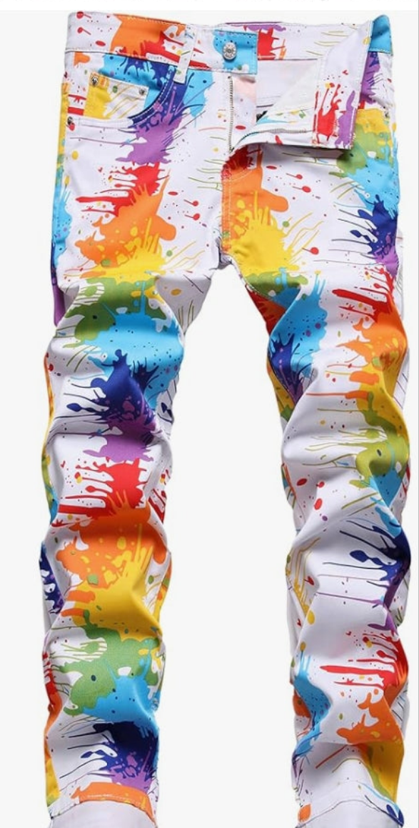 Men's Printed Jeans Skinny Denim Pants