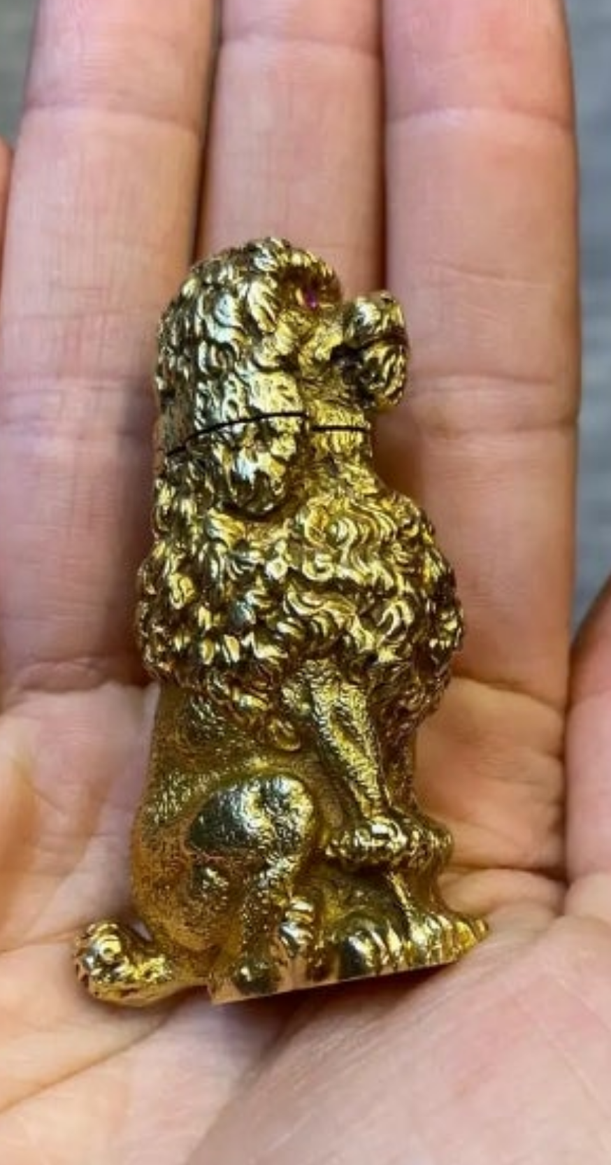 14k Gold Ruby Schlumberger Gold Poodle Lighter circa 1950s