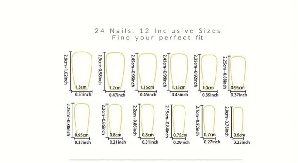 24 pcs acrylic Cocomoney nails with glue and nail accessories