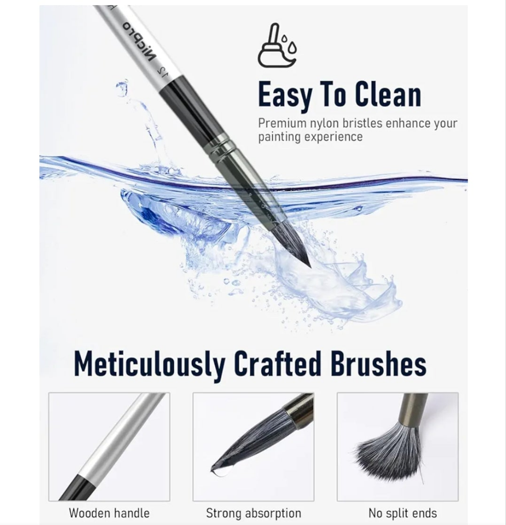 36pcs Paint Brush Set, Professional Paintbrushes with Palette Knife and Cloth Roll, Suitable for Artists and Beginners for Acrylic Painting, Oil, Watercolor, Gouache