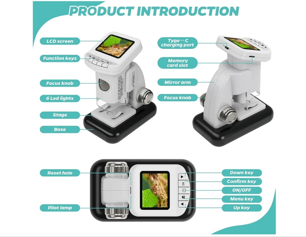 Microscope for Kids, handheld microscope choose from 3 options below ages 5 and up explore nature in depth see things closer than usual
