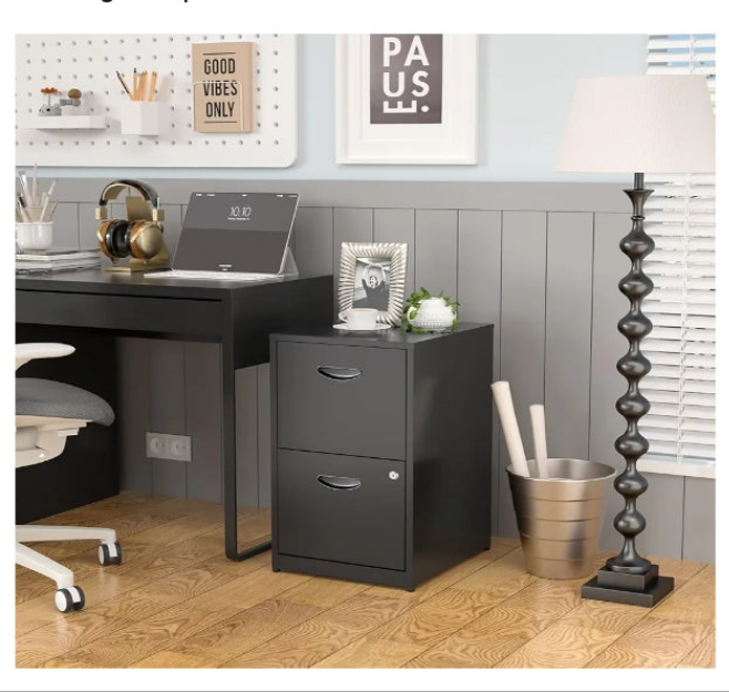 2 Drawer File Cabinet with Lock,White Metal Office Drawers Filing Cabinets for Home Office, Two Drawer Under Desk File Cabinet for Hanging Letter,Easy Assemble