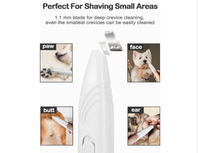Pet nail Trimmer for Grooming, Cordless Electric Small Pet Grooming Clippers Hair Trimmer for Dogs Cats, Low Noise for Trimming Pet's Hair Around Paws, Eyes, Ears, Face, Rump