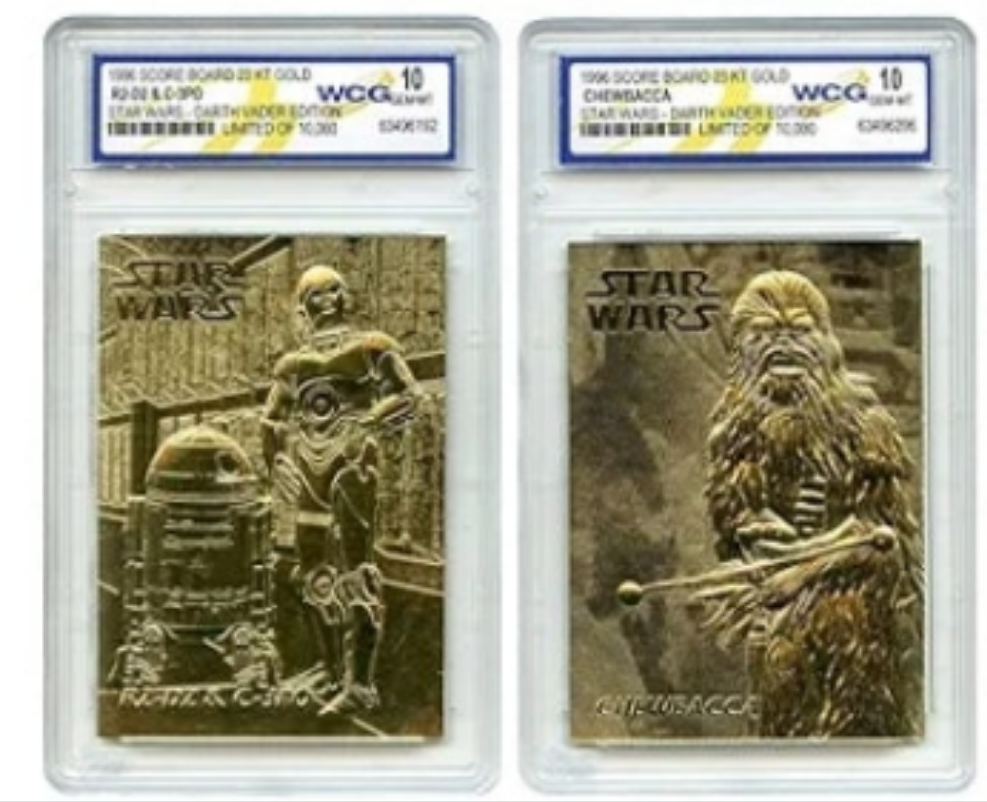 1996 Star Wars Darth Vader Edition Official Genuine 23K Gold Cards Graded Gem-Mint 10 - Complete Set of 9