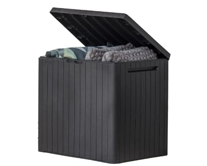 30 Gallon Resin Outdoor Storage Box and Patio Furniture Side Table for Pool and Garden Accessories,