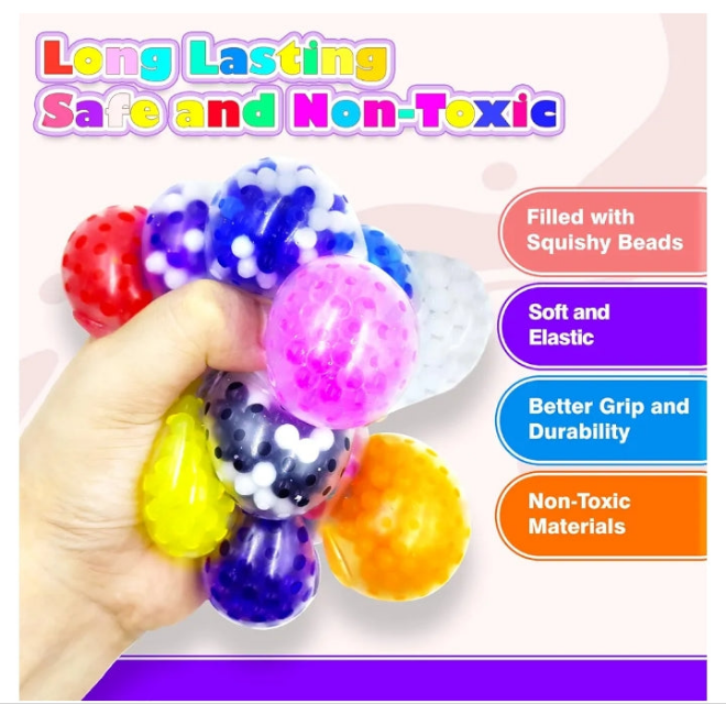 Stress Balls for Adults 9Pack Fidget Toys COSDIG Stress Balls Bulk, Squeeze Squishy Balls Toys, Stress Relief Toys, Relieve Work Anxiety, Exercise Hand Flexibility, Birthday Party Favors