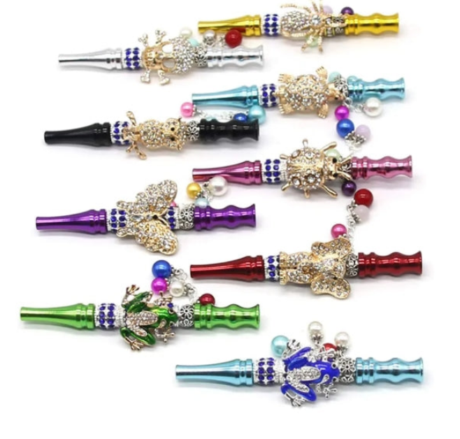 9 pcs Glass Hookah Tips, Removable Hookah Mouth Tips with Diamonds for Women, Arabic Hookah Accessories, Hookah Set with Everything,All