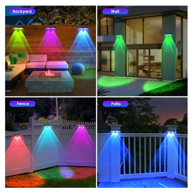 Solar Fence Lights Outdoor - 2700/4000/6000K 3 Mode, IP65 Waterproof Fence Solar Lights Outdoor, Solar Deck Lights for Outside, Backyard/Railing/Step/Patio/Deck Fence/Stair Railings and Wall (8 pack)
