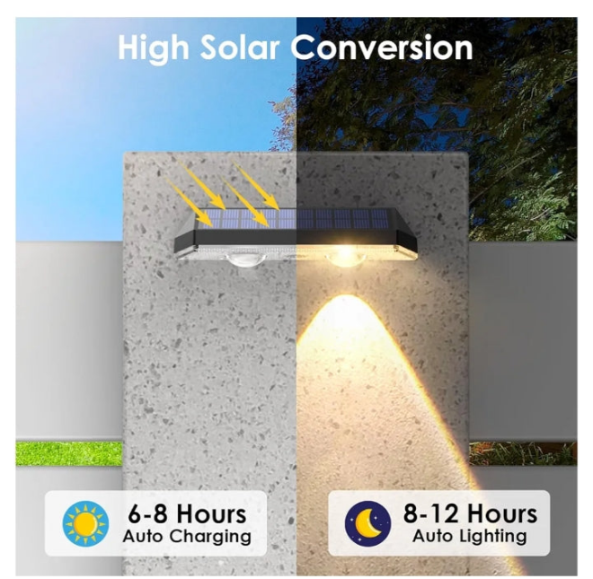 Solar Fence Lights Outdoor - 2700/4000/6000K 3 Mode, IP65 Waterproof Fence Solar Lights Outdoor, Solar Deck Lights for Outside, Backyard/Railing/Step/Patio/Deck Fence/Stair Railings and Wall (8 pack)
