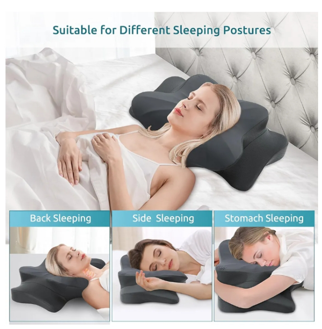 Cervical Pillow for Neck and Shoulder,Contour Memory Foam Pillow,Ergonomic Neck Support Pillow for Side Back Stomach Sleepers with Pillowcase