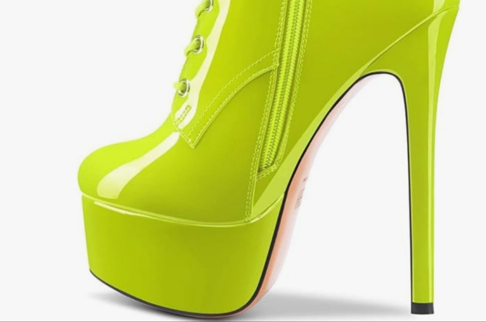 Women Ankle Boots Short Bootie Platform Stiletto High Heel Round Toe Dress Shoes Lace-up Patent 6.5 Inch
