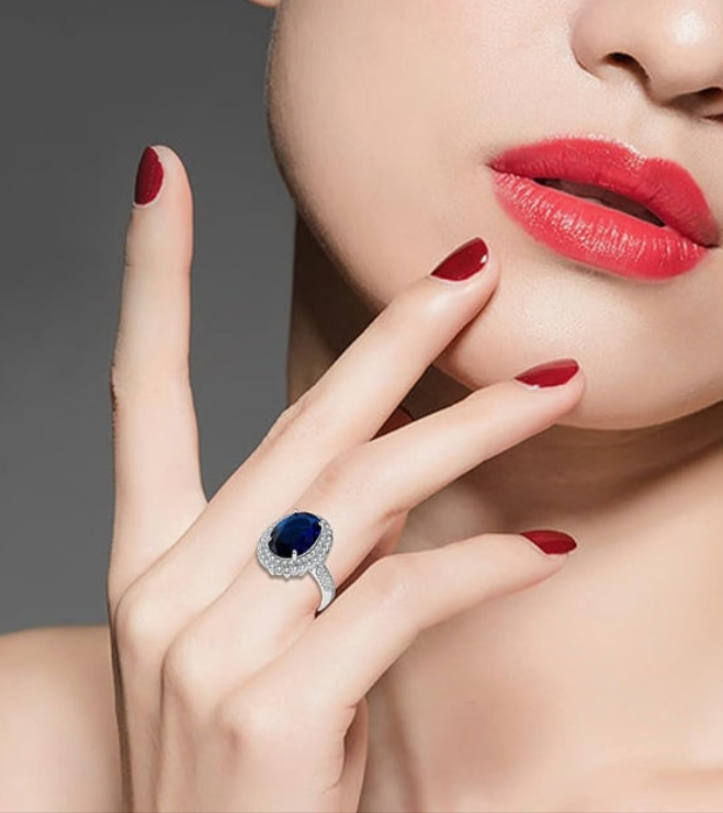 Adjustable Platinum Plated Crystal Rings, Big Oval Cubic Zirconia Ring, Solitaire Split Shank Rings Birthstone Jewelry Gifts