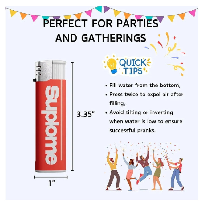 Water Gun Lighter - Realistic Prank Lighter with Powerful Water Jet for Harmless Fun and Lighthearted Pranks