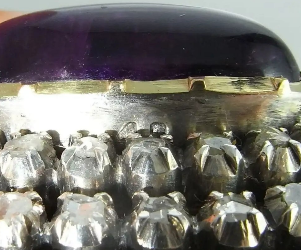 Georgian Diamond Ring 18th Century Amethyst Diamond Ring Marie Antoinette 18K Gold Old Cut Diamond Ring Museum Quality Luxury Diamond Ring Handmade Diamond Ring Dome Bombe 1700s Dress Ring Engagement Ring Wedding Ring Cocktail Ring Large Diamond Ring