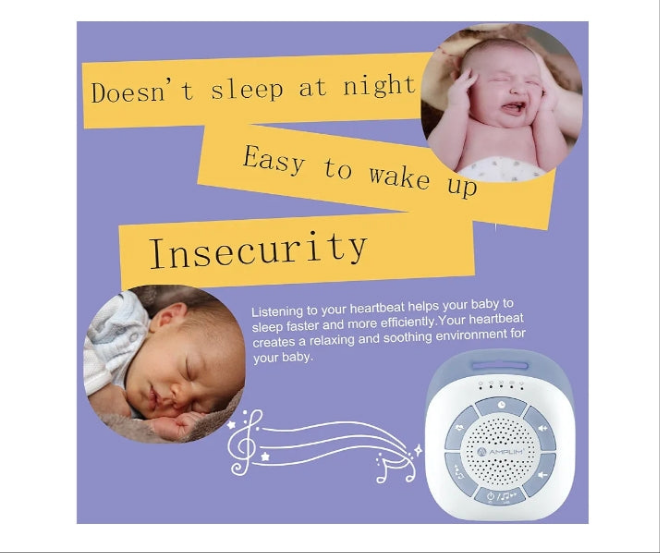 Mom's Heartbeat Baby Sleep Soother Sound Machine – Portable Rechargeable with 19 Soothing Sounds, Heartbeat Playback, Crib & Stroller Strap – Ideal for Newborns, Infants & Baby Shower Registry