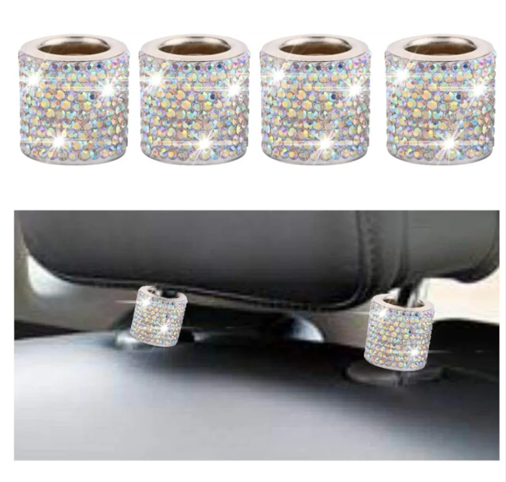 4 Pack Car Headrest Collars, Bling Car Head Rest Collars Rings Decor, Rhinestone Car Head Rest Collars, Diamond Interior Car Seat Accessory