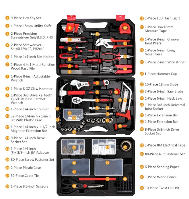 KingTool 325 Piece Home Repair Tool Kit, General Home/Auto Repair Tool Set, Toolbox Storage Case with Drawer, General Household Tool Kit - Perfect for Homeowner, Diyer, Handyman