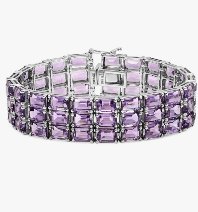 Emerald Gemstone Ladies Tennis Bracelet, Sterling Silver