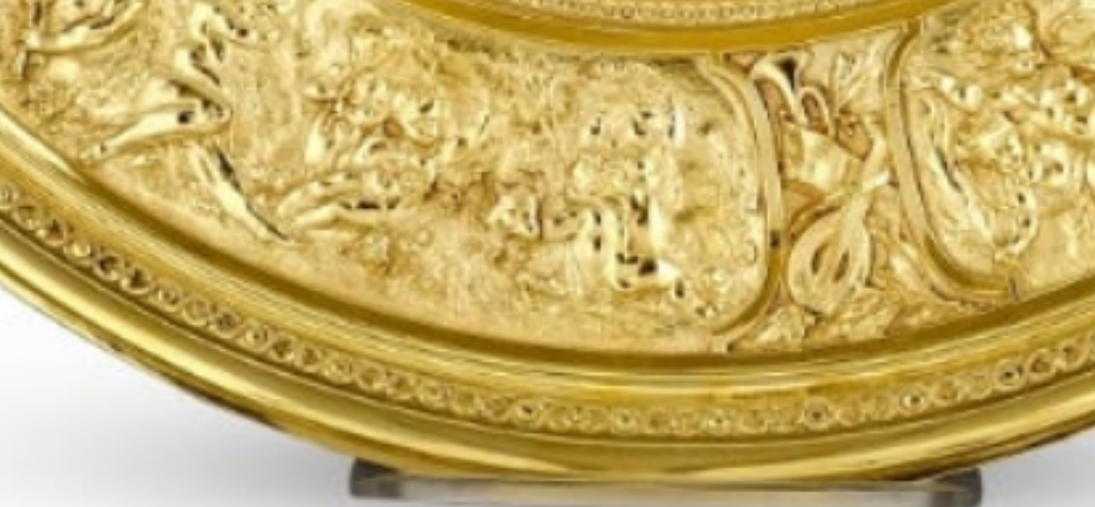 Rothschild "Poetry" Sterling Silver Gilt Salver by Elkington & Co.