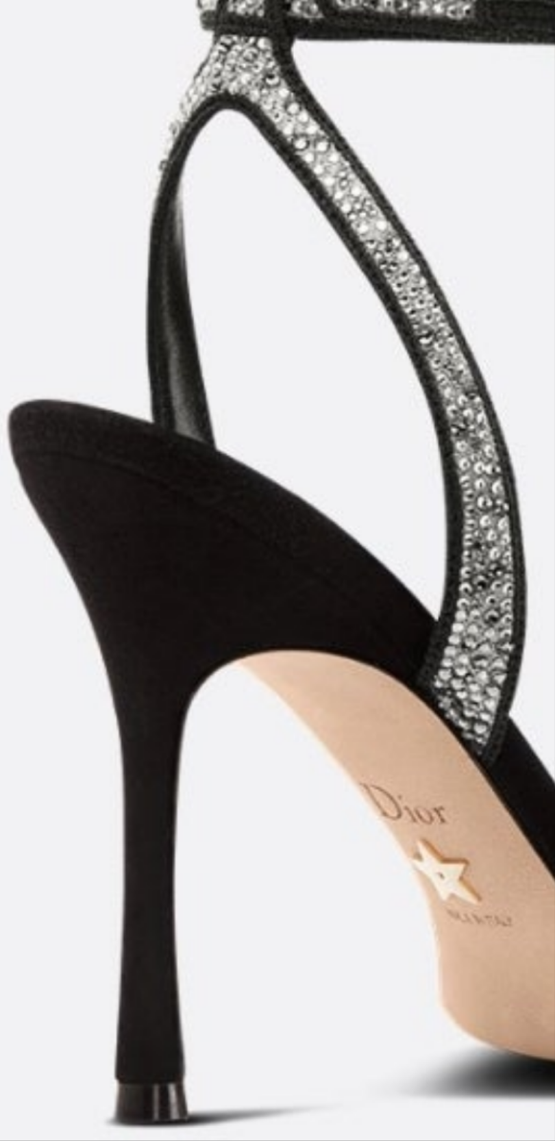Dior Dway Heeled Sandal
Black Cotton Embroidered with Thread and Silver-Tone Strass