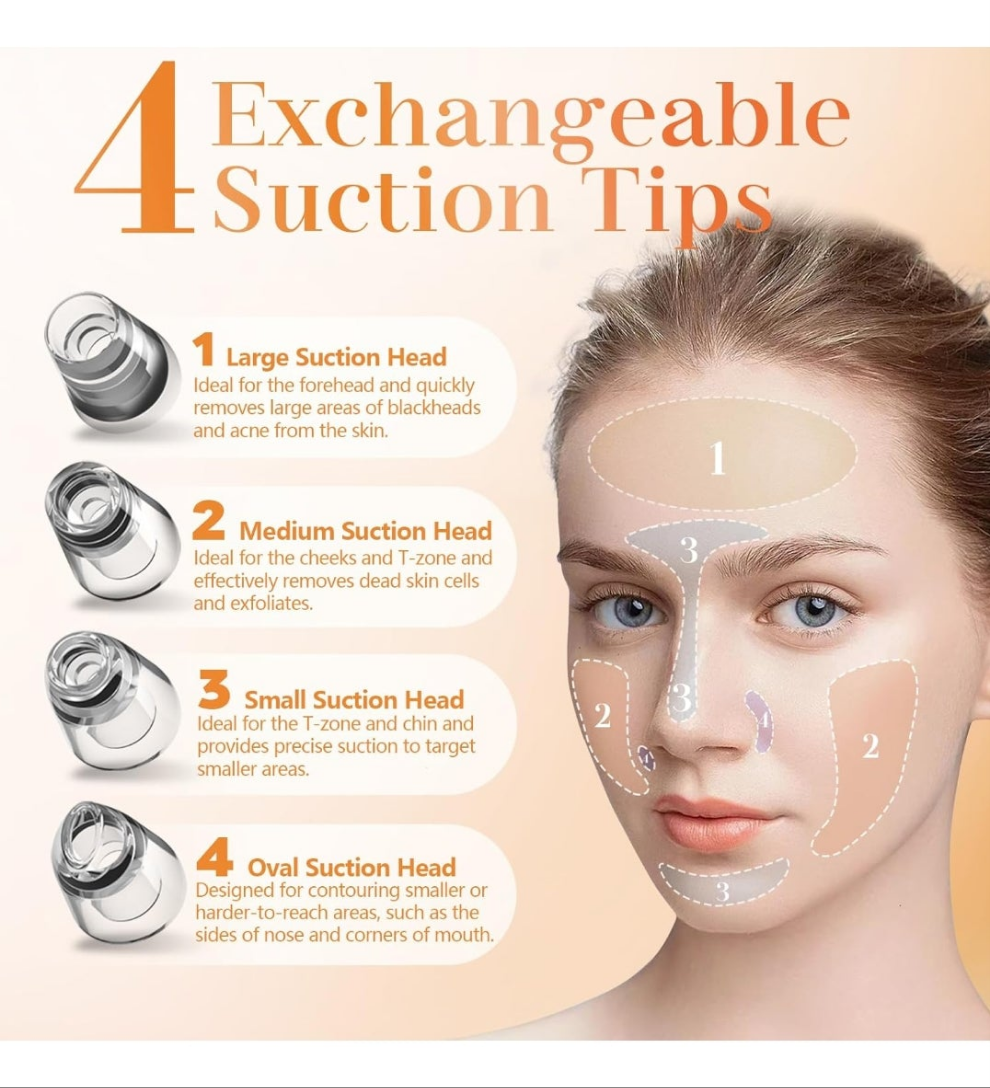 Blackhead Remover Vacuum Pore Extractor Black Head Remover for Face&Nose Blackhead Extractor Pore Vacuum Pimple Extractor Tool Pore Cleaner with USB Charge 4 Modes 5 Suction Heads for Women&Men