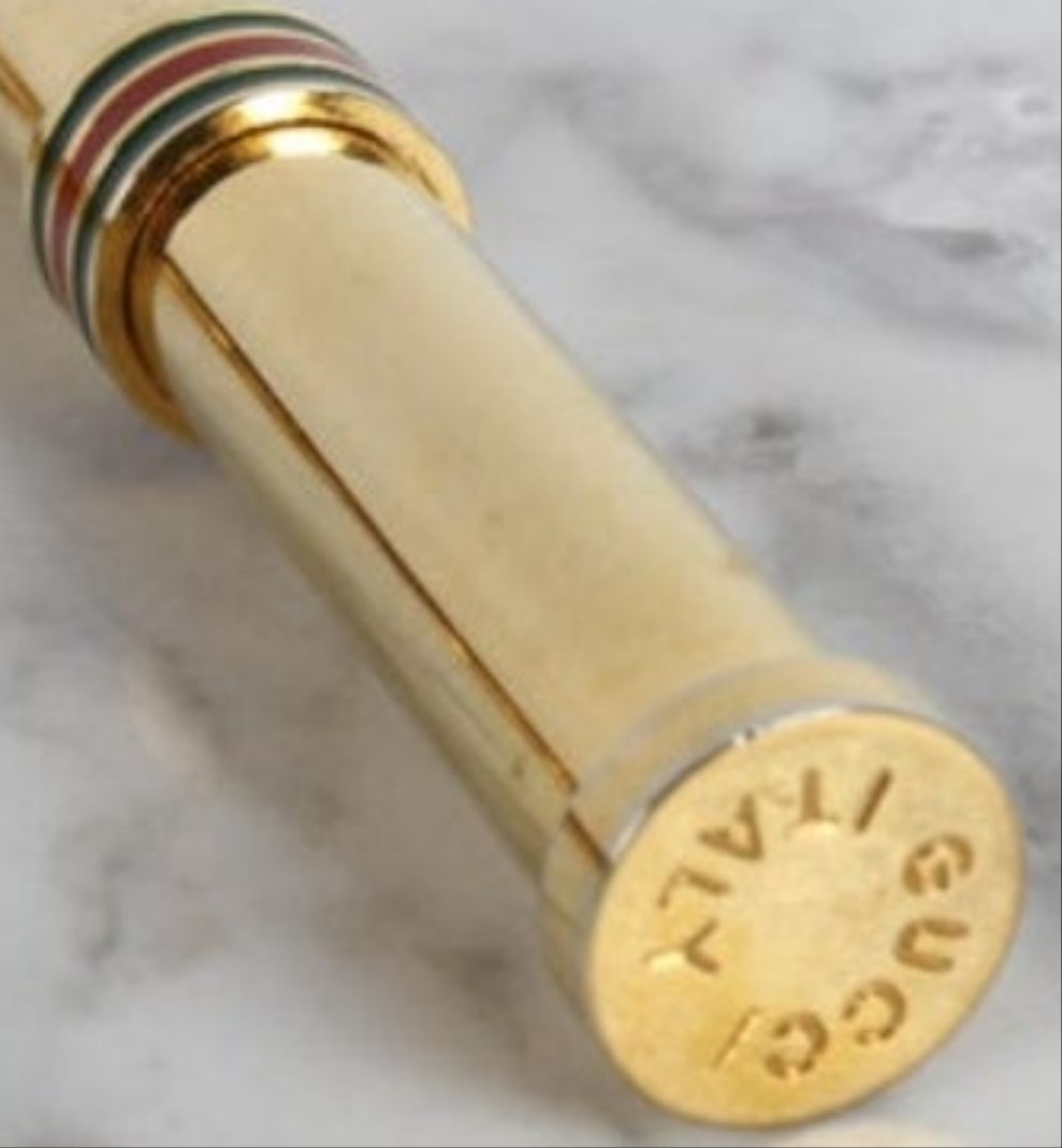 1980s Vintage GUCCI Gold Plated Necklace Perfume Bottle Stick Pendant NOS in Box