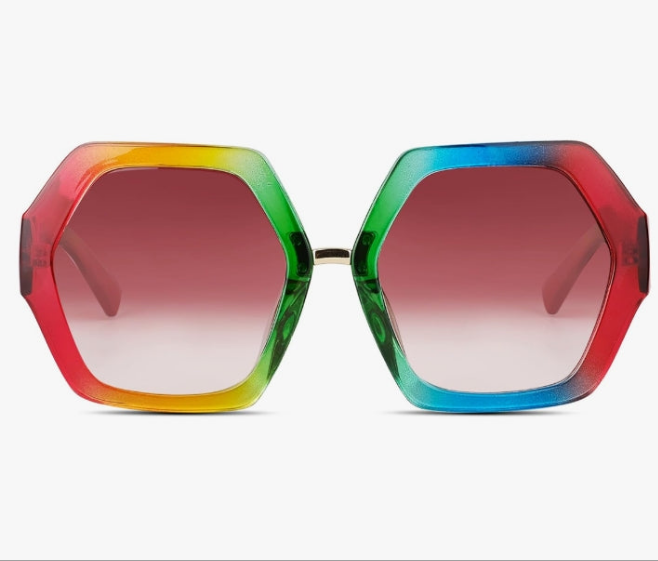 Trendy Extra Large Womens Sunglasses Retro Hexagonal Thick Frame Vintage Oversized Glasses