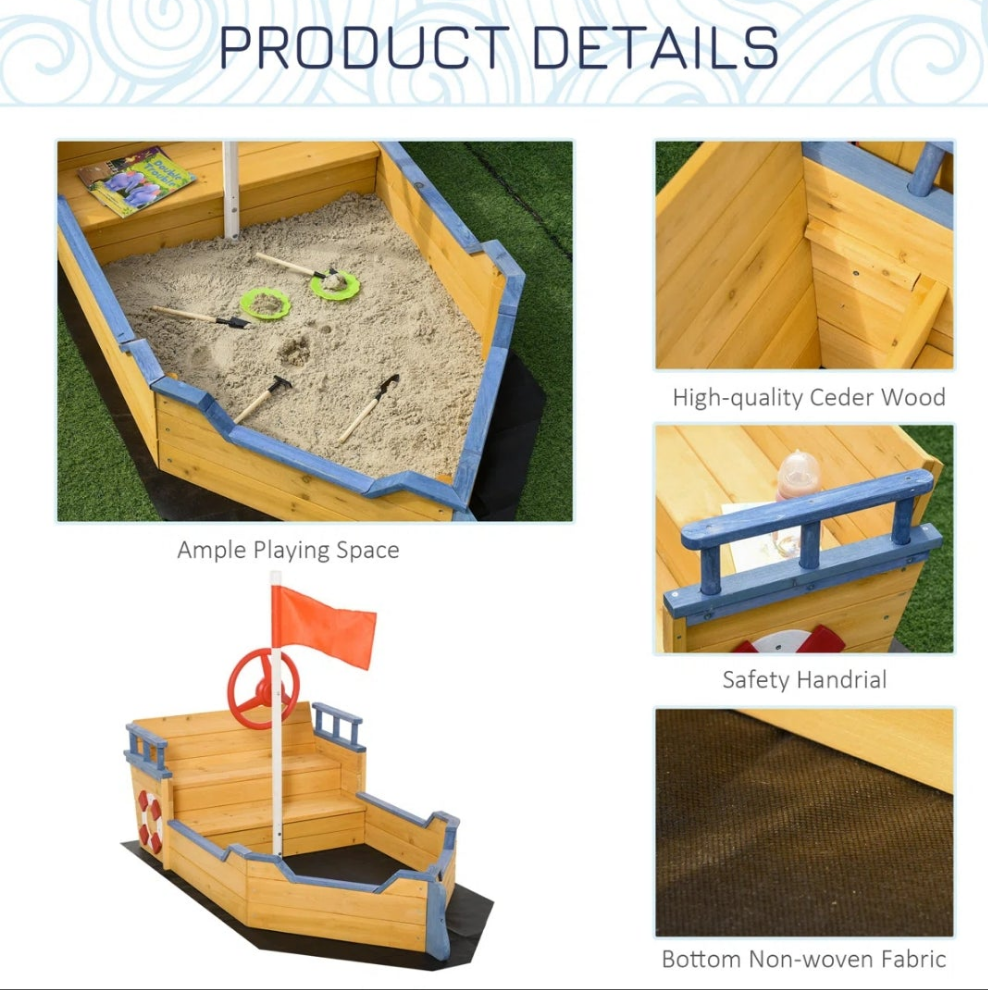 62.25'' x 18'' Solid Wood Novelty Sandbox