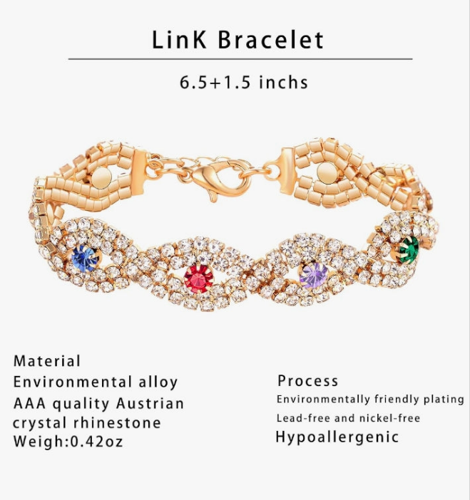 3/4 Pieces Women Jewelry Set Rhinestone Crystal Bride Statement Choker Necklace Tiara Crown Link Bangle Bracelet Teardrop Dangle Earrings Set