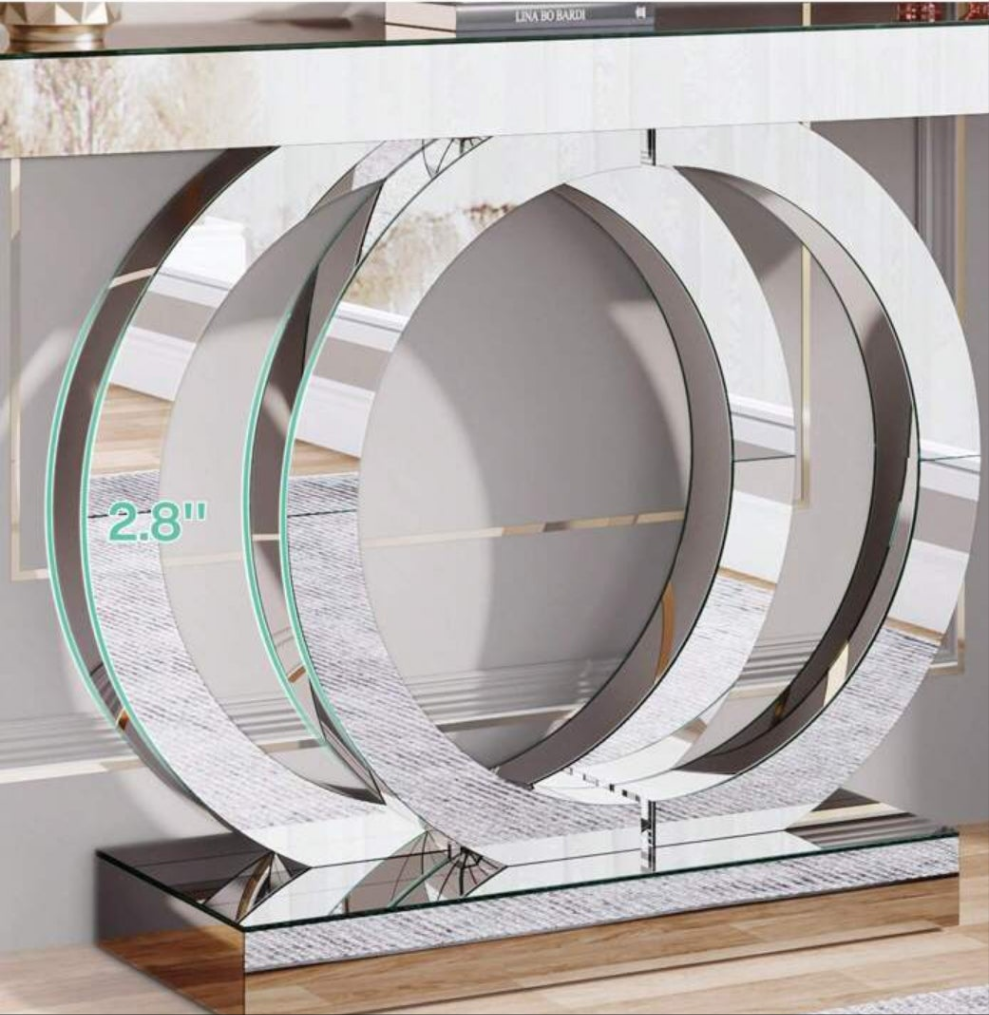 Mirrored Console Table, 43.3-Inch Modern Entryway Table Glass Sofa Table With Mirror Finish For Living Room, Entrance, Hallway, Foyer. Material mdf