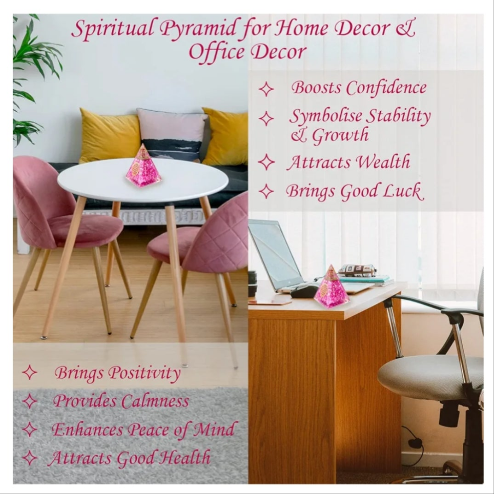Orgone Pyramid of Success, Rose Quartz Pink Orgonite Pyramid is Healing Crystals for Peace, Calm & Love and Orgonite Pyramid helps in Healing Material 1 piece