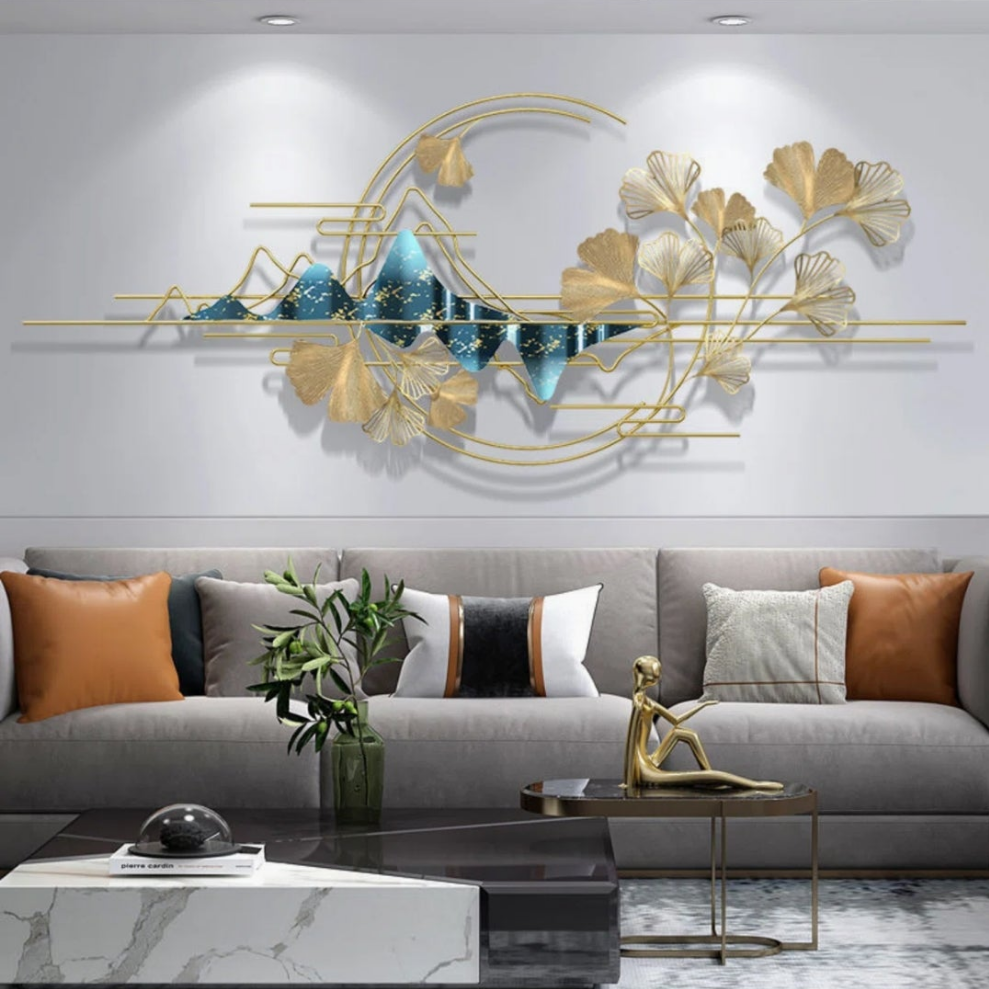 Metal Abstract Ginkgo Leaf Wall Decor Horizontal Abstract Art 2 sizes to choose from