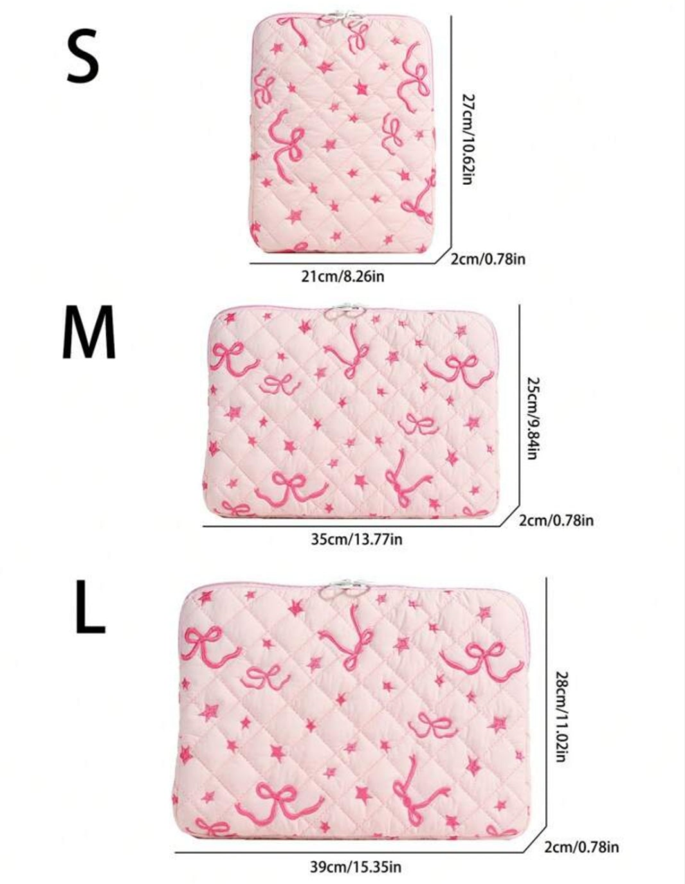 1 Pc Cute Bow/Star Embroidery Student Laptop Bag 11 Inch/13 Inch/15 Inch Computer Bag Protection Case File Bag Laptop Sleeve Computer Carrying Case Bag 11 13 15 Inch Portable Table Cover Bags For Mac Book ASUS For Girl & Teen Girls & College Students For