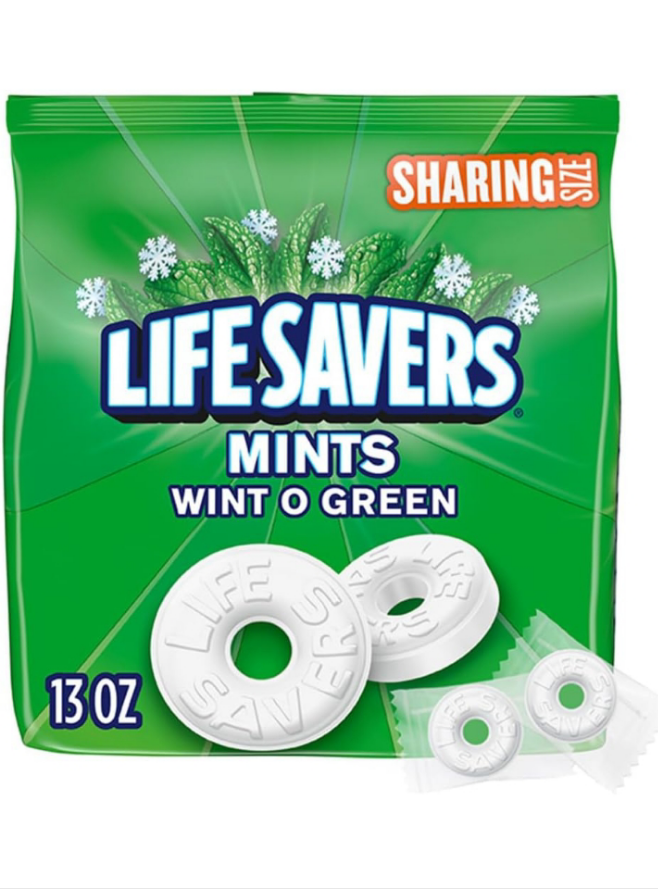 LIFE SAVERS Wint-O-Green Breath Mints Hard Candy, Sharing Size, 13 oz Bag