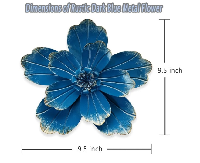 Metal Flower Wall Sculpture, Rustic Modern Floral Artwork, Distressed 3D Layered Iron Flower Wall Hanging Accent for Indoor/Outdoor, Kitchen,Living Room Office Garden Decor