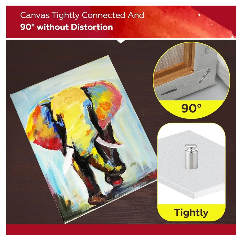 Stretched Canvas for Painting,10Pack 8X10 Inch Stretched White Blank Canvas,8 Oz Triple Primed 5/8" Profile Stretched Canvases,100% Cotton,Canvas for Painting, for Acrylics, Oils