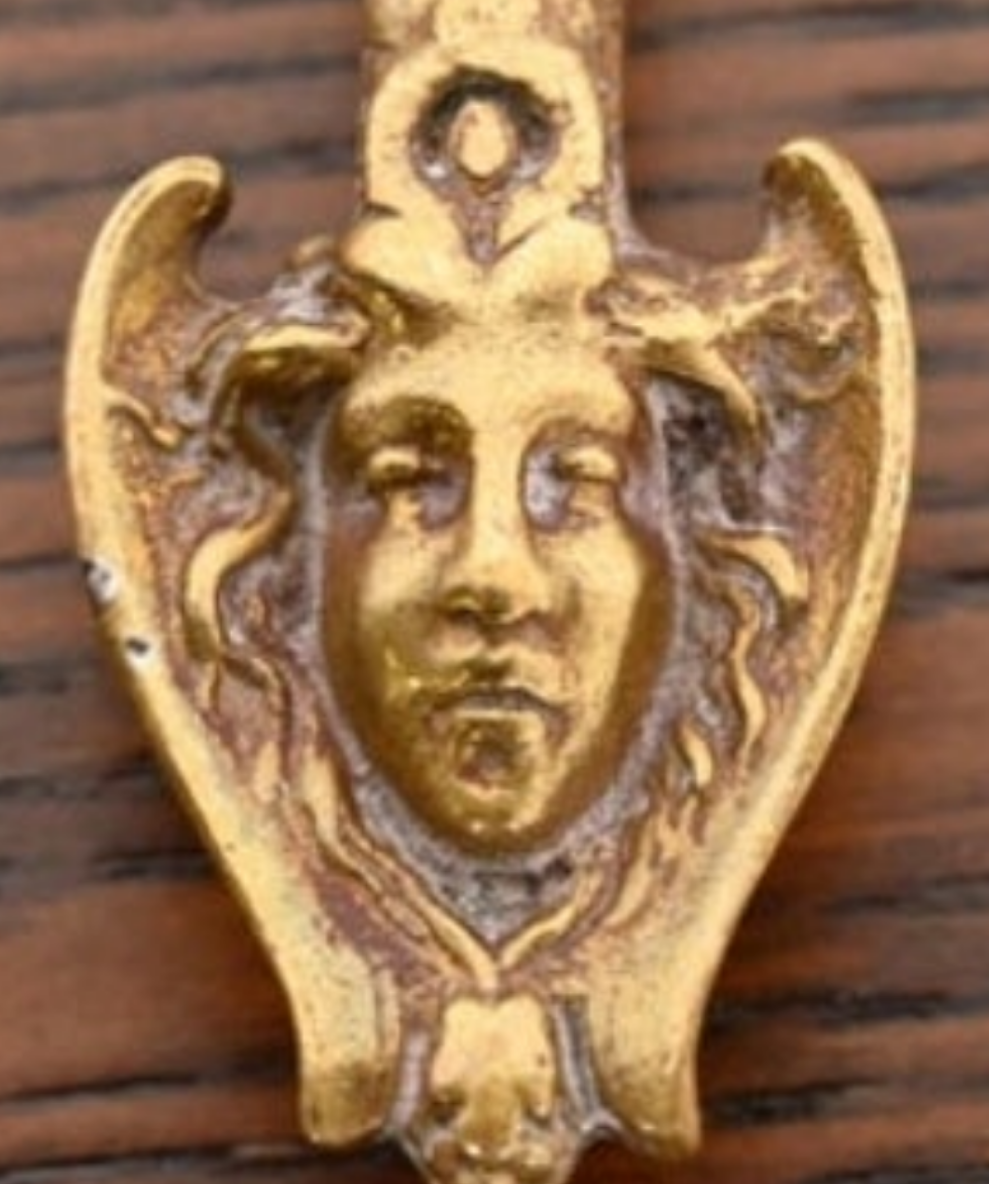 Antique Tiffany & Co. Bronze Doré Medusa Vanity Hand Mirror, Circa 1910