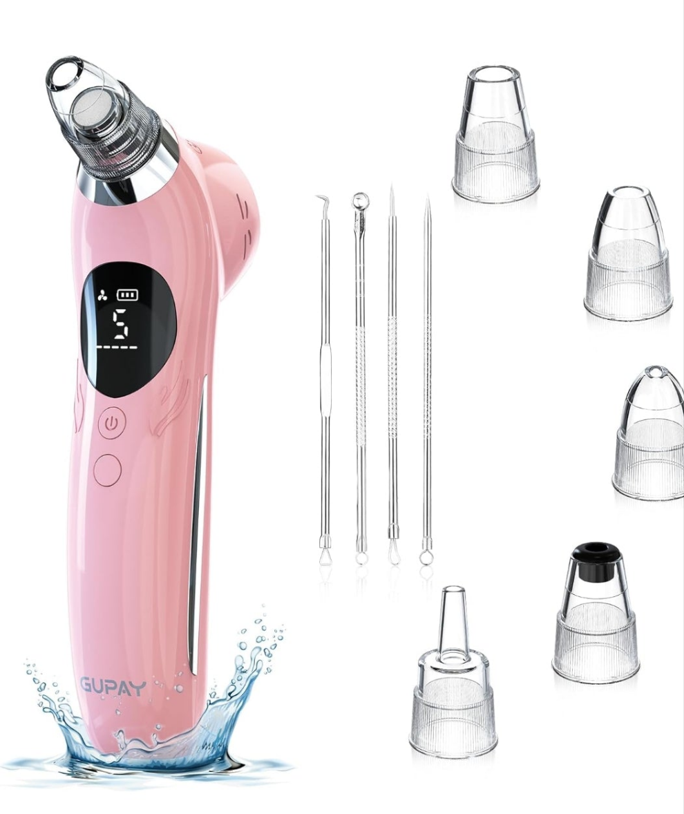 Blackhead Remover Vacuum Facial Pore Cleaner Electric Comedone Whitehead Extractor 5 Suction Probes and 5 Suction Levels Rechargeable Black Heads Remover Tools for Women & Men Facial Skin Care