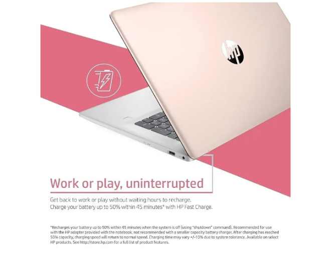 HP Essential Daily Traditional Laptop, 17.3" FHD Display, Intel Core i7-1355U, 64GB RAM, 2TB SSD, Backlit Keyboard, Numeric Keypad, Fingerprint Reader, Webcam, HDMI, Wi-Fi 6, Windows 11 Pro, Rose