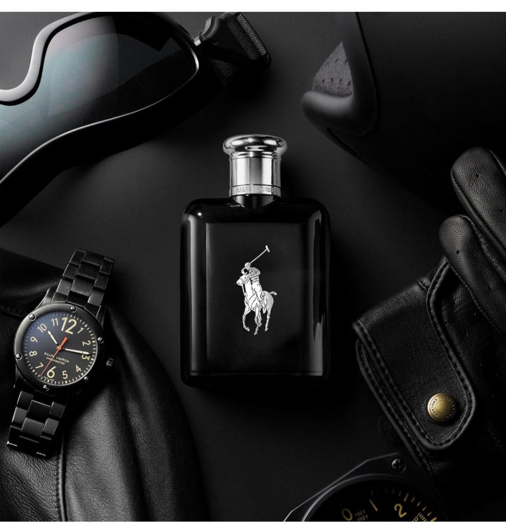 RALPH LAUREN FRAGRANCES - Polo Black - Eau de Toilette - Men's Cologne - Woody & Fresh - With Patchouli, Sandalwood, and Mandarin - Medium Intensity