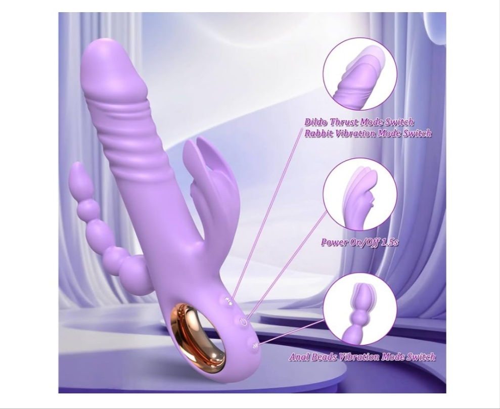 Thrusting Dildo Vibrator Sex Toys for Women, G Spot Anal Rabbit Vibrators Adult Sex Toys with 7 Powerful Speeds & 7 Vibrating Modes Upgrade Silicone Waterproof Rechargeable,Rose