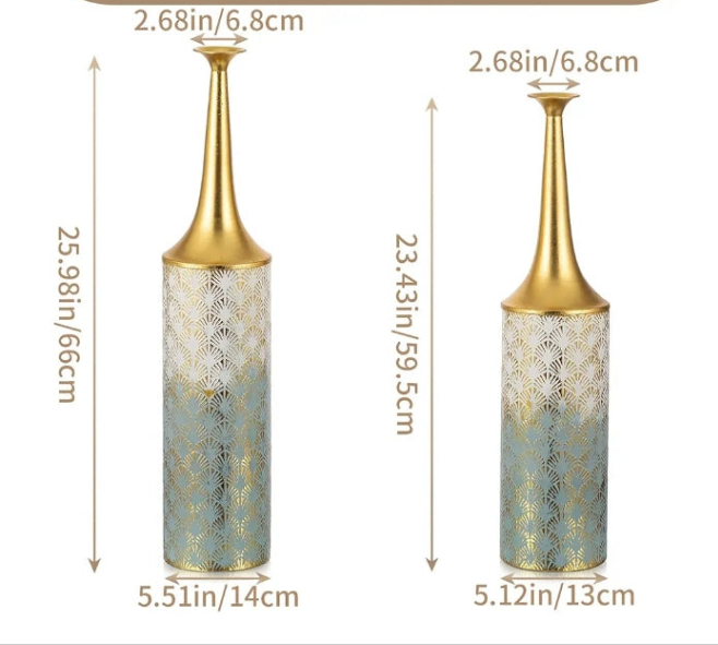 Floor Vases Set of -27/20/16in Metal Extra Large Vase for Dried Flowers Shabby Chic Oversized High Vases Standing Antique Terracotta Farmhouse Vase for Pampas Grass Twigs Wicker