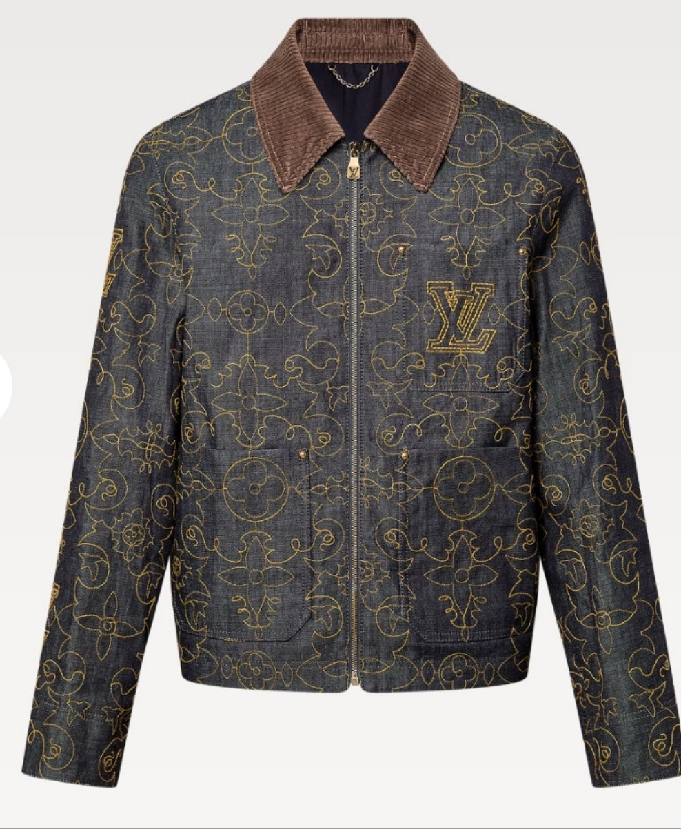 Louis Vuitton Embroidered Denim Jacket and Embroidered Denim Pants 2 piece outfit