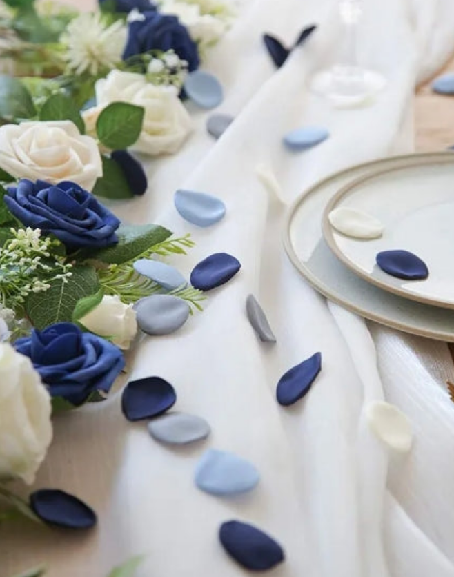 500pcs Silk Rose Petals Navy Blue Flower Petals for Wedding Flower Girl Basket Aisle Scatter Dinner Table Centerpieces Party Confetti Bridal Shower Romantic Night Decoration
