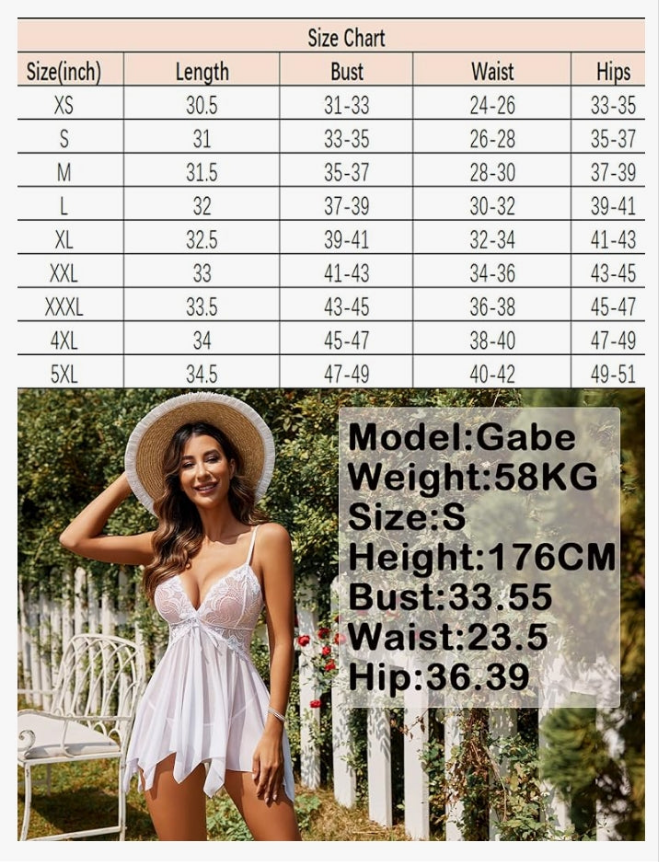 Bridal Lingerie for Women Lace Babydoll Sleepwear Boudoir Outfits